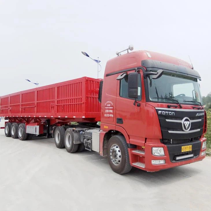 三轴 80 吨液压缸式集装箱 / 货厢侧翻自卸半挂车